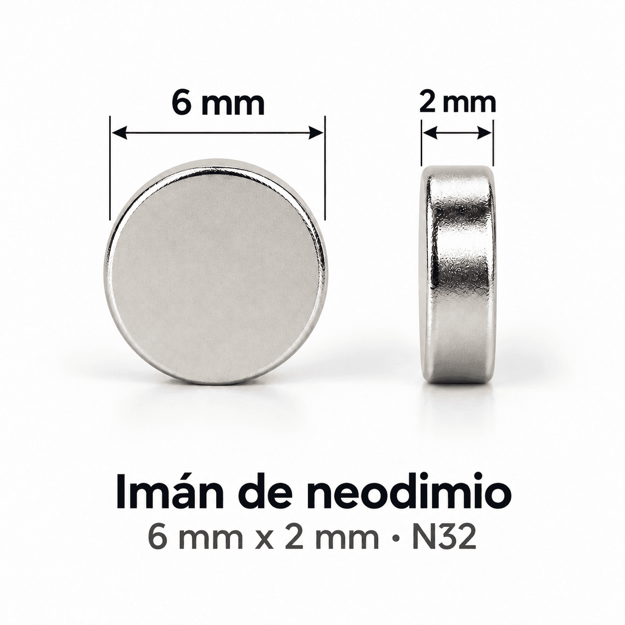 Imanes de Neodimio 6 x 2 mm Alta Precisión